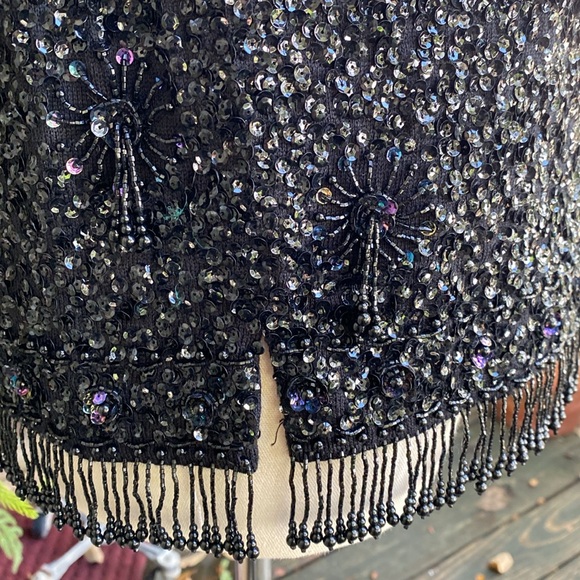 Vintage NOS Stephen Chin Beaded Top with Bead Fringe sz 38 - Picture 5 of 12